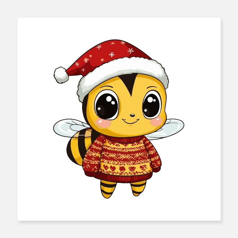 Biene Weihnachten Xmas Poster 40x40 cm