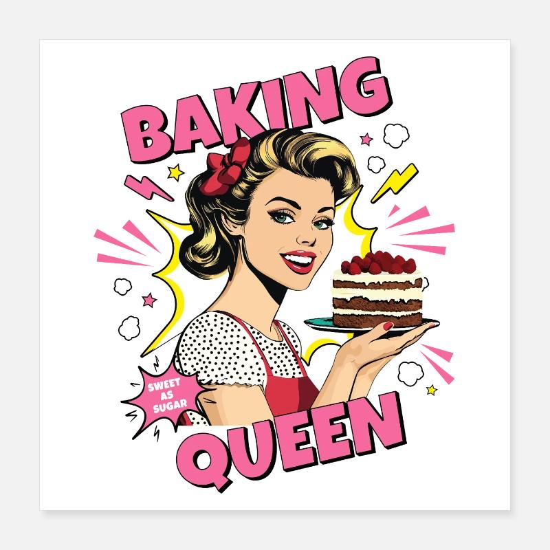 Backen Torte Backkönigin Backfee Bäckerin Pop Art Poster 40x40 cm