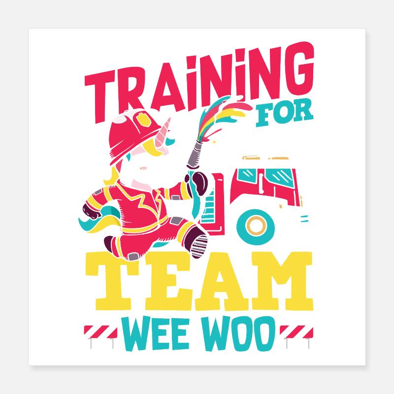 Escouade Wee Woo Pompier, Petit Pompier Poster 40 x 40 cm
