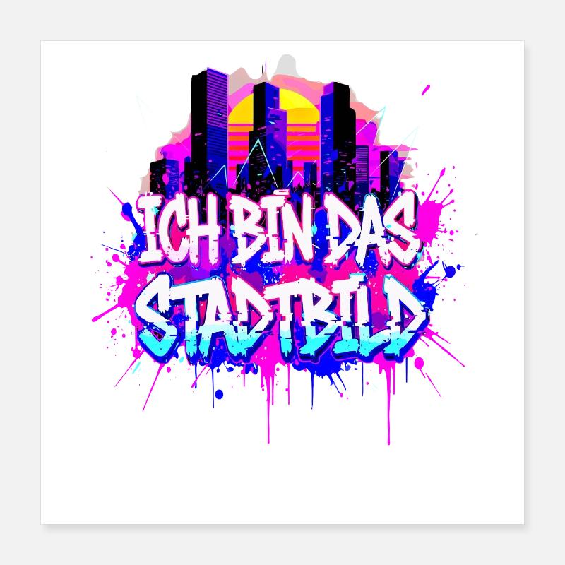 Synthwave Cityscape - Je suis le paysage urbain Poster 40 x 40 cm