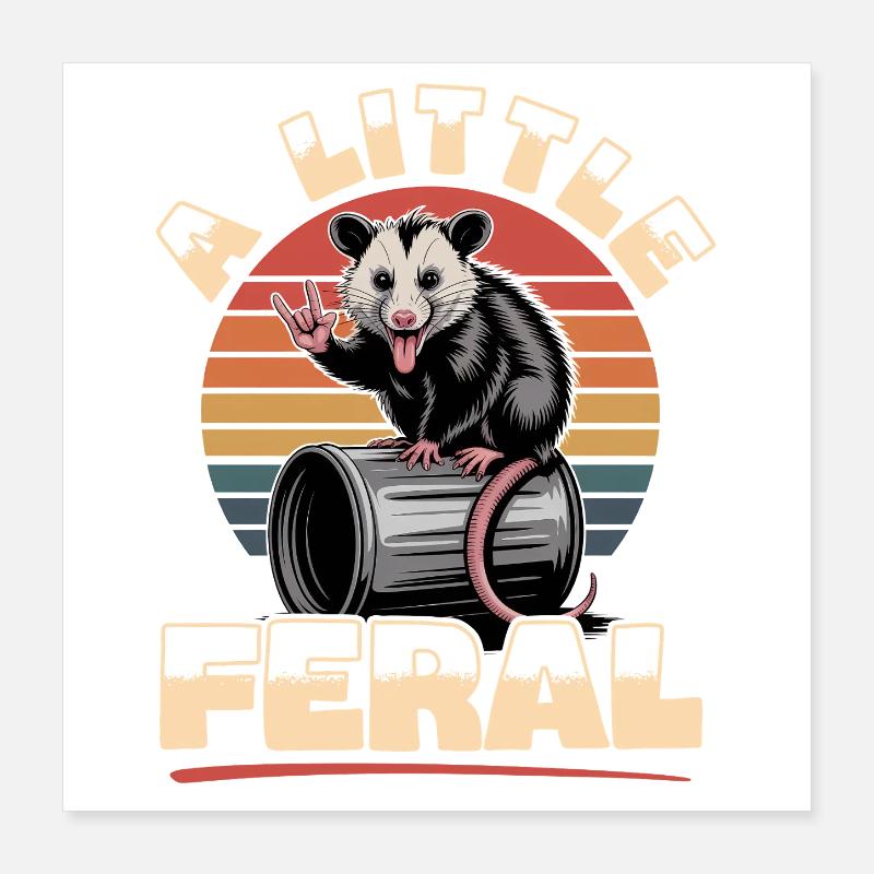Funny Opossum Poster 40x40 cm