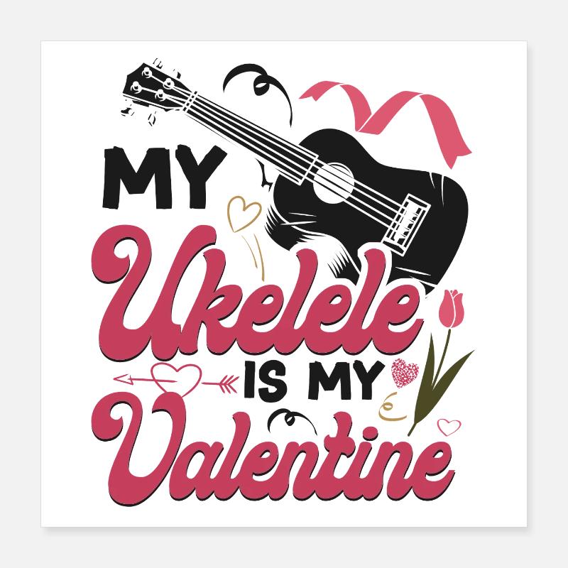 Valentines ukulélé hawaïen Poster 40 x 40 cm