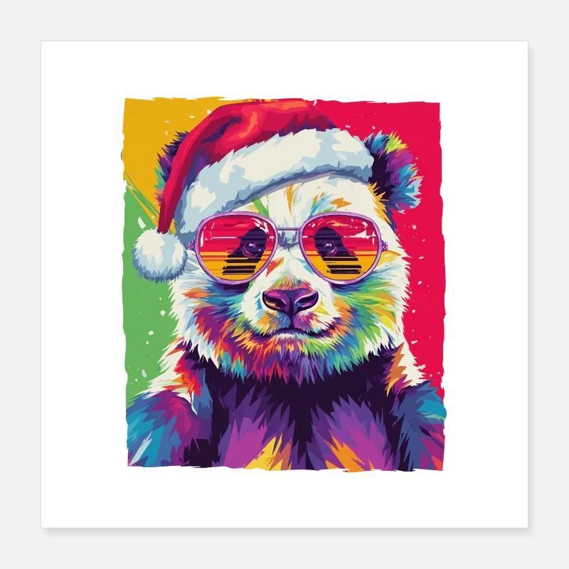 Portrait de Noël du panda Poster 40 x 40 cm