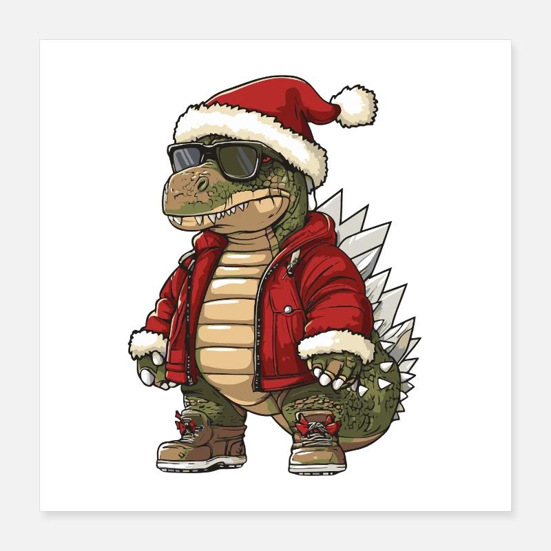 Dinosaure stégosaure Hiver de Noël Poster 40 x 40 cm