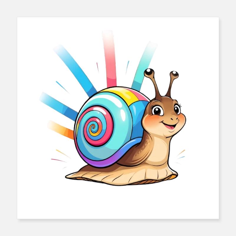 Rainbow Snail Color Explosion Poster 16" x 16" (40x40 cm)