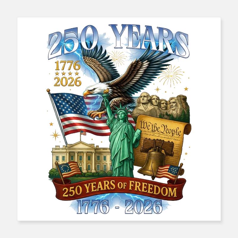 250 ans des États-Unis Poster 40 x 40 cm