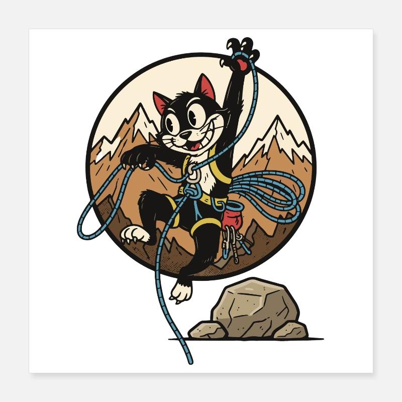 Drôle de conception d’aventure d’escalade de type chat Poster 40 x 40 cm