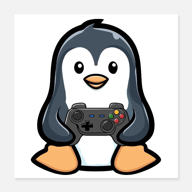 Gamer Penguin Poster 40 x 40 cm