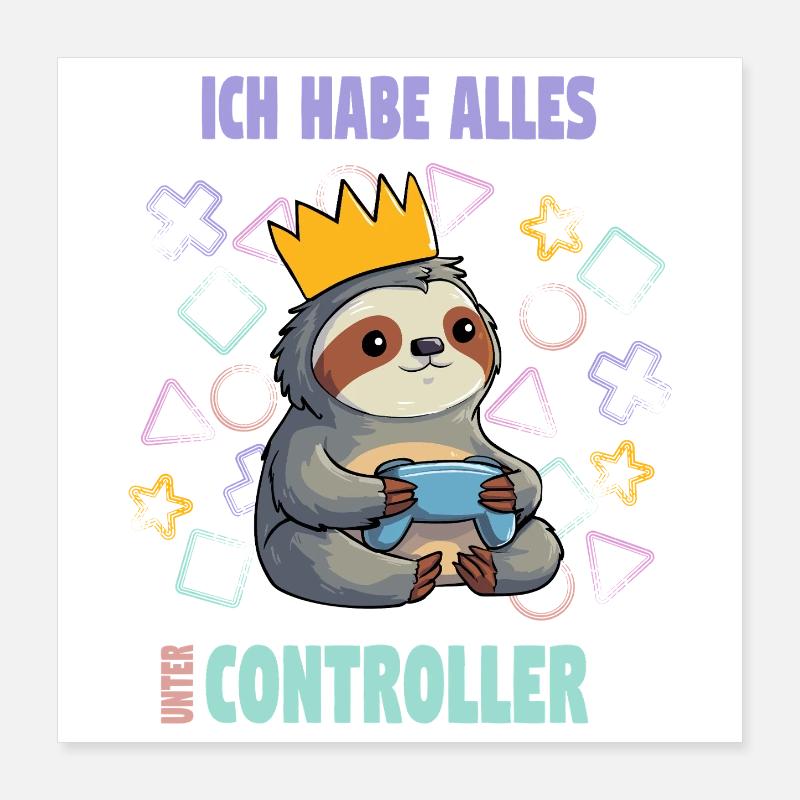 controller faultier zocken gamen Poster 40x40 cm