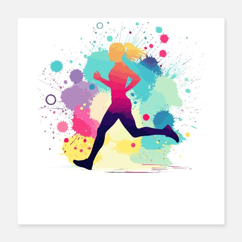 Läuferin, Laufen, Marathon, Joggen, Joggerin Poster 40x40 cm