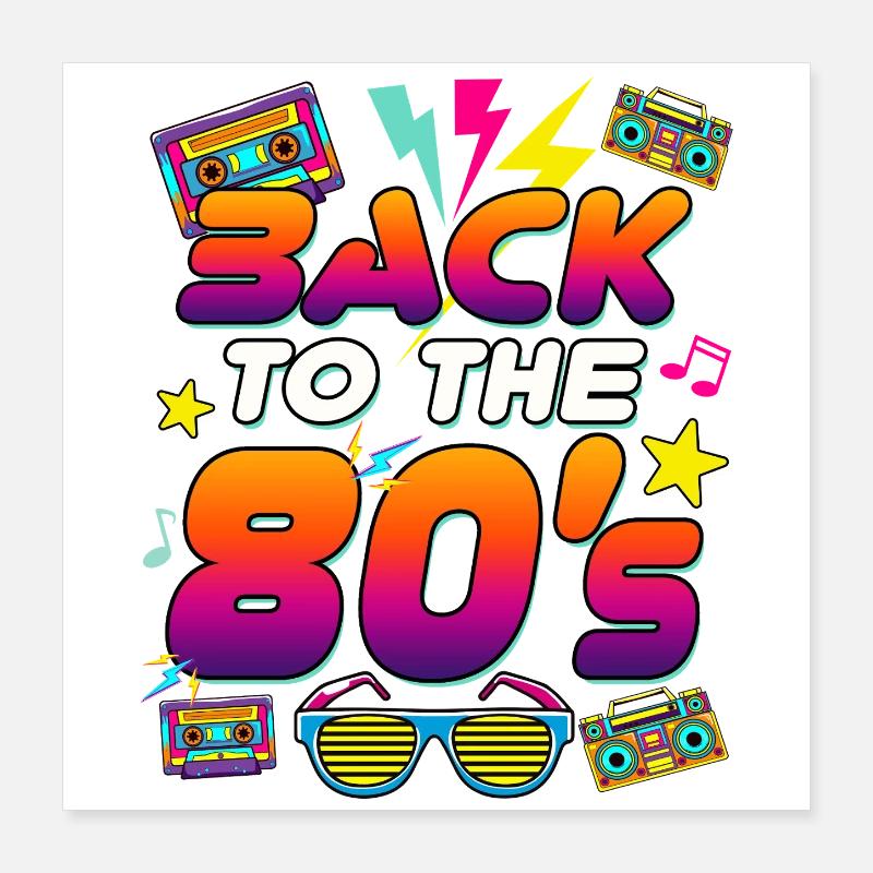 80s Neon Retro Cassette Poster 16" x 16" (40x40 cm)