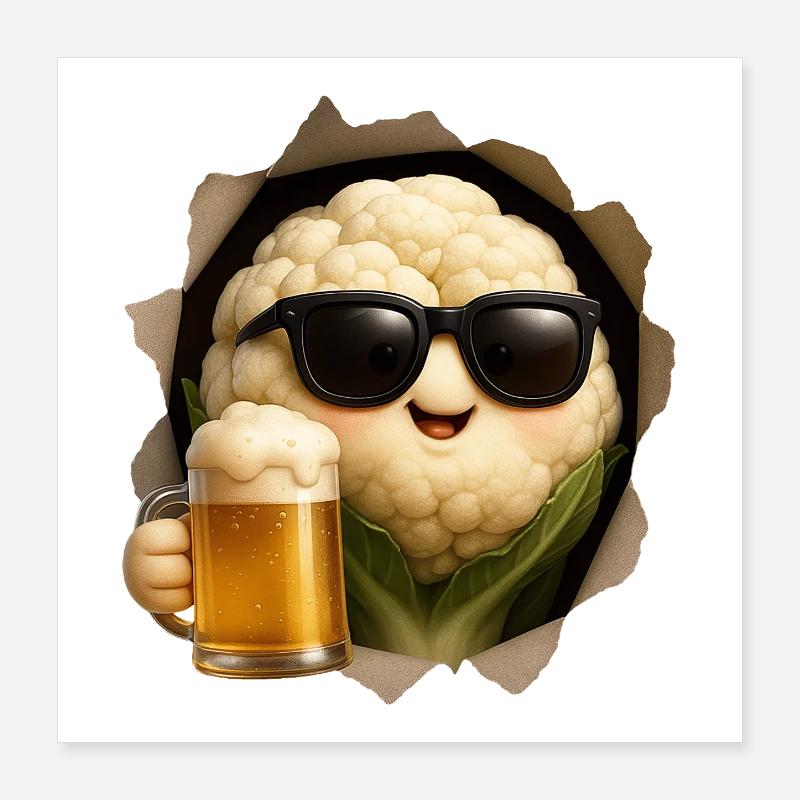 Cauliflower Beer Poster 16" x 16" (40x40 cm)