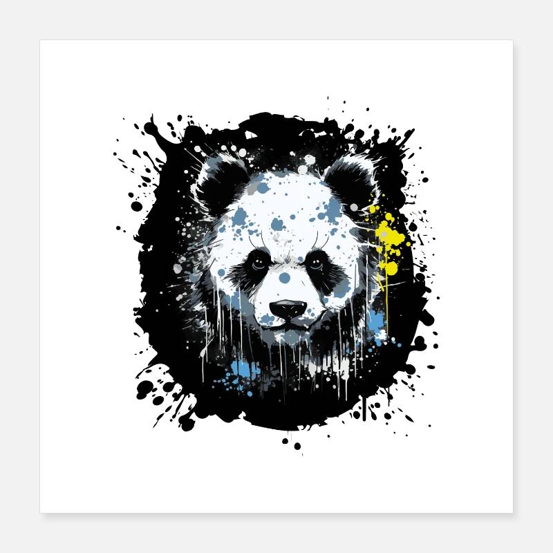 Art éclaboussé d’encre de panda Poster 40 x 40 cm