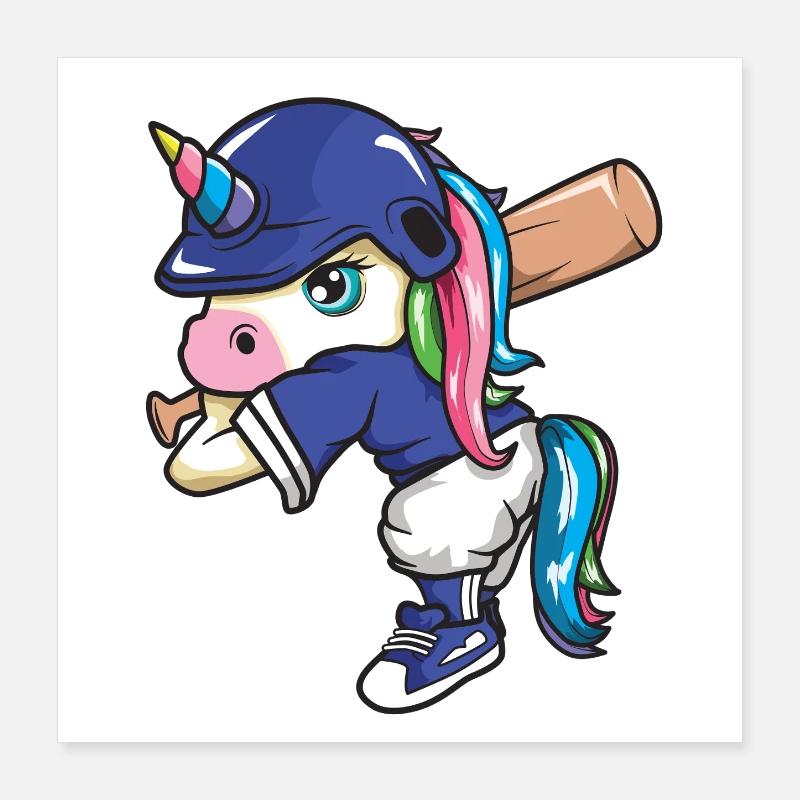 Joueuse de softball licorne d’un dab Sportive drôle Poster 40 x 40 cm