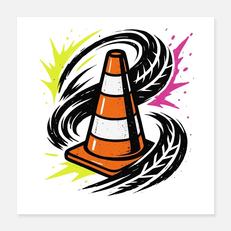 Réglage automatique de drift, Burnout des pylônes, Course Poster 40 x 40 cm