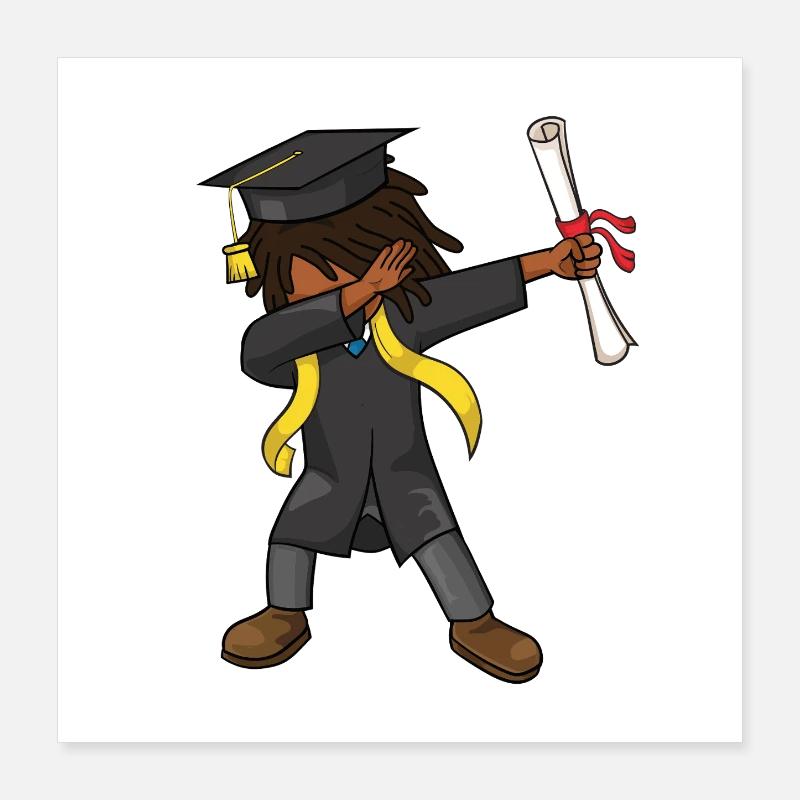 Dabbing Afro Boy Graduate Class 2026 Ceremony Gift Poster 16" x 16" (40x40 cm)