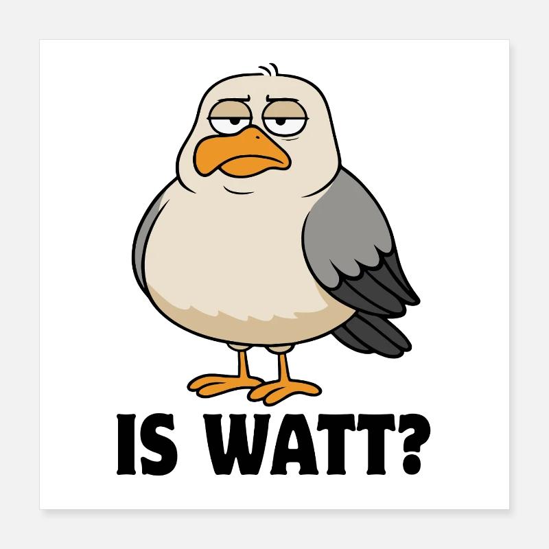 Möwe - Is Watt? - Nordsee - Geschenk Poster 40x40 cm