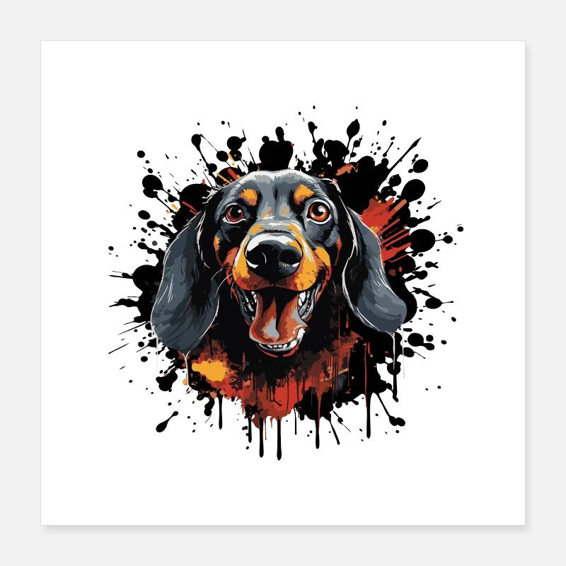 Éclaboussure de peinture de portrait de chien Poster 40 x 40 cm