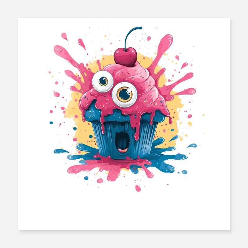 Explosion de couleurs des cupcakes de Kawaii Poster 40 x 40 cm