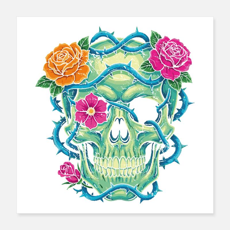 Floral Skull – Schädelkunst Poster 40x40 cm