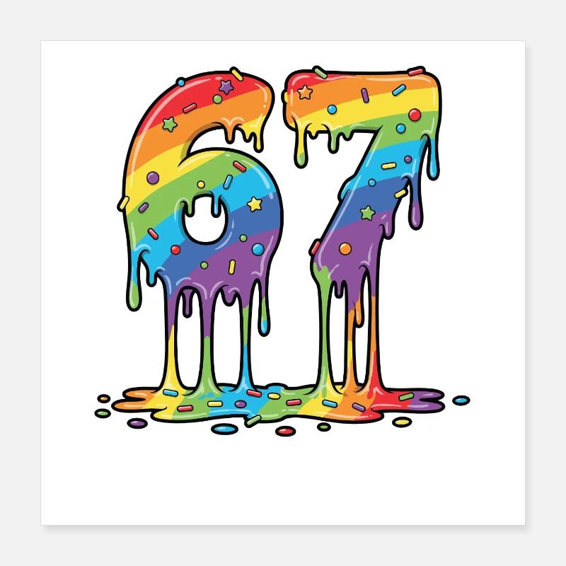Rainbow 67 Meme Celebration Poster 16" x 16" (40x40 cm)