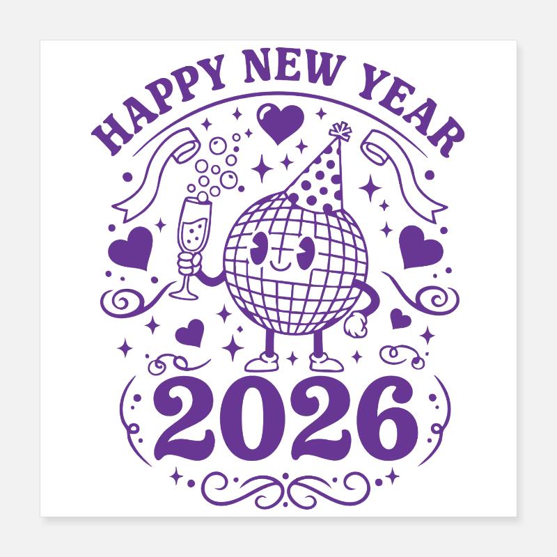 Joyeuse Année 2026 Célébration Globe Festive Poster 40 x 40 cm