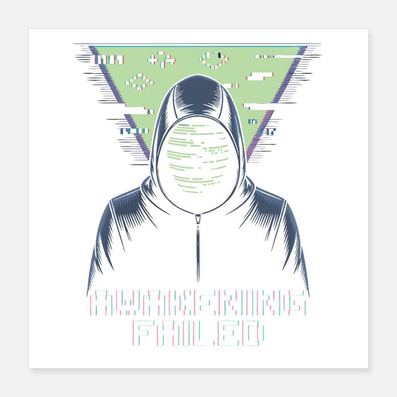 Awakening Failed – Retro Cyber Glitch Poster 40x40 cm