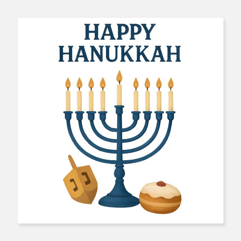 Joyeuse Lumière festive de la Menorah de Hanoucca Poster 40 x 40 cm