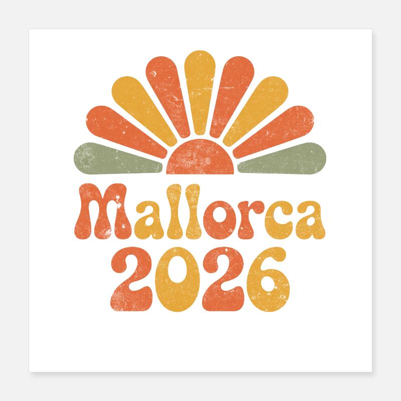 Mallorca Solopgang 2026 - Poster 40x40 cm - hvid