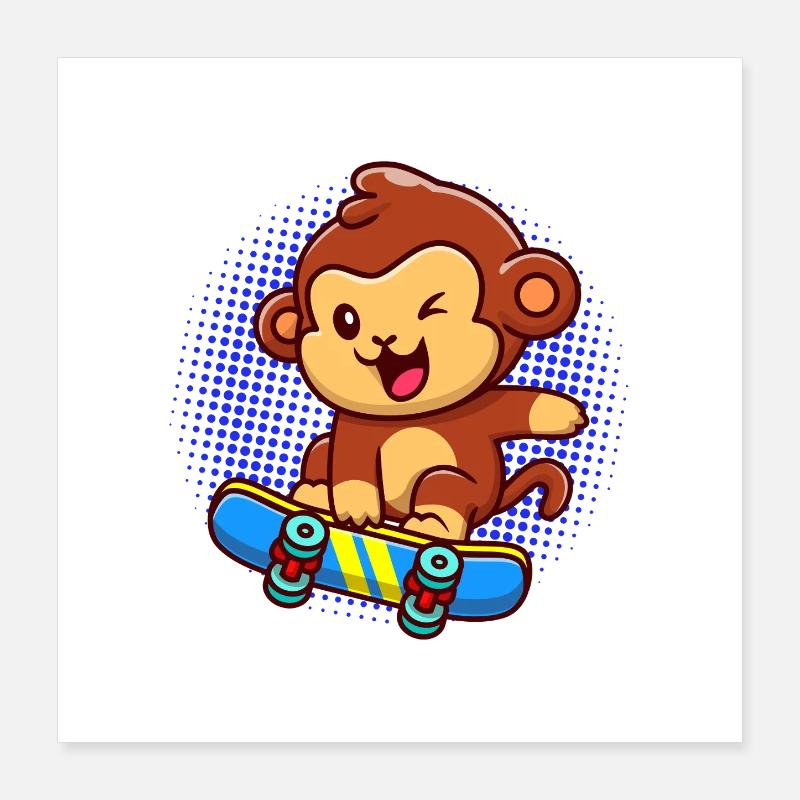 J'en ai assez, je vais patiner, singe ! Poster 40 x 40 cm