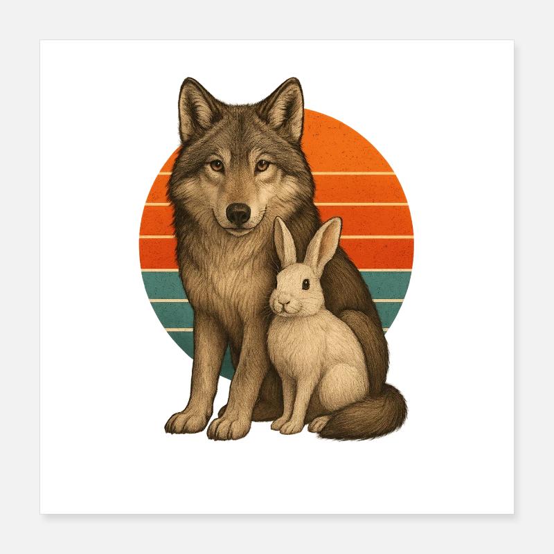 Wolf and Rabbit Poster 16" x 16" (40x40 cm)