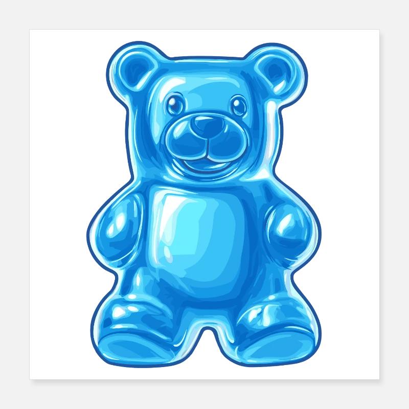 Blauer Gummibär Poster 40x40 cm