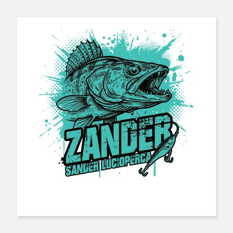Zander Angler : Le chasseur de prédateurs Poster 40 x 40 cm