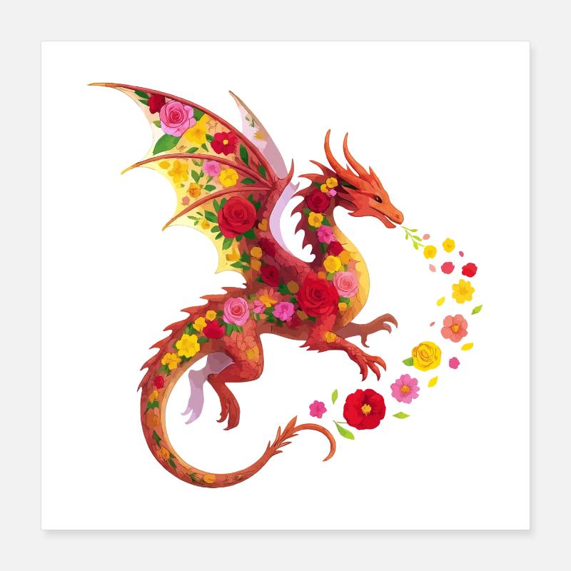 Fleur de Dragon Poster 40 x 40 cm