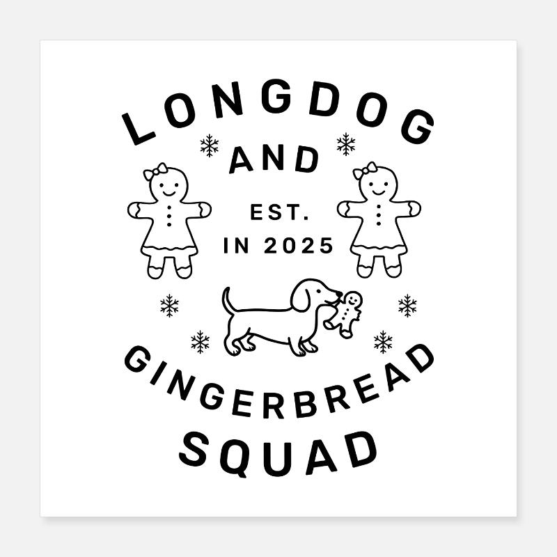 Escouade Longdog & Gingerbread – Noël teckel Poster 40 x 40 cm