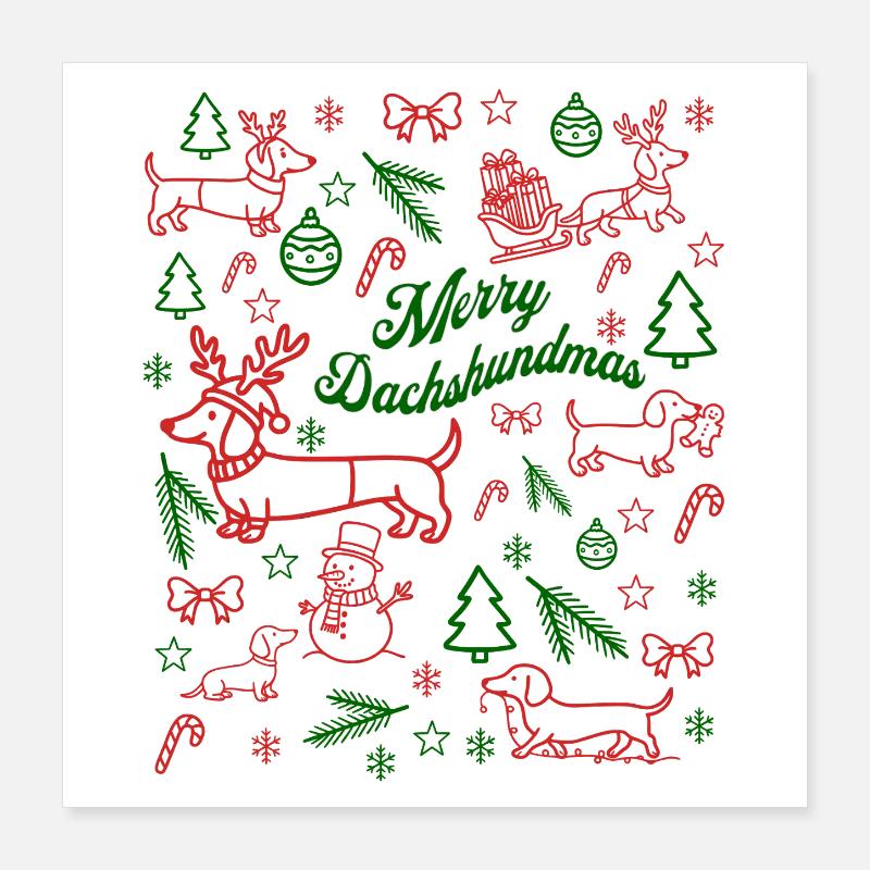 Patron de Noël teckel Poster 40 x 40 cm