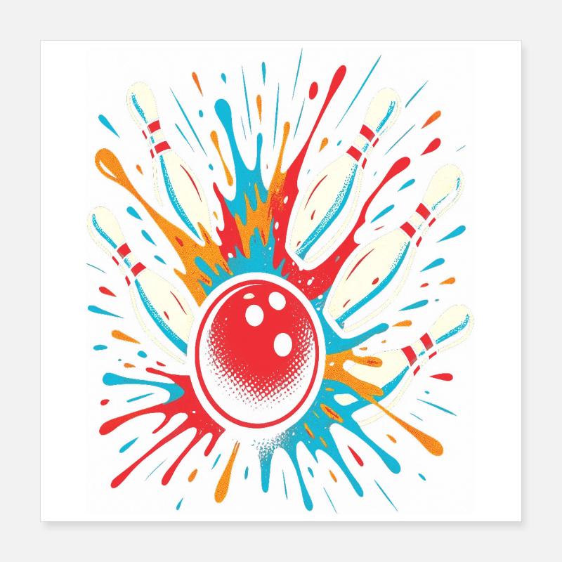 Bowling Strike - Boule et Quilles Design Sport Poster 40 x 40 cm