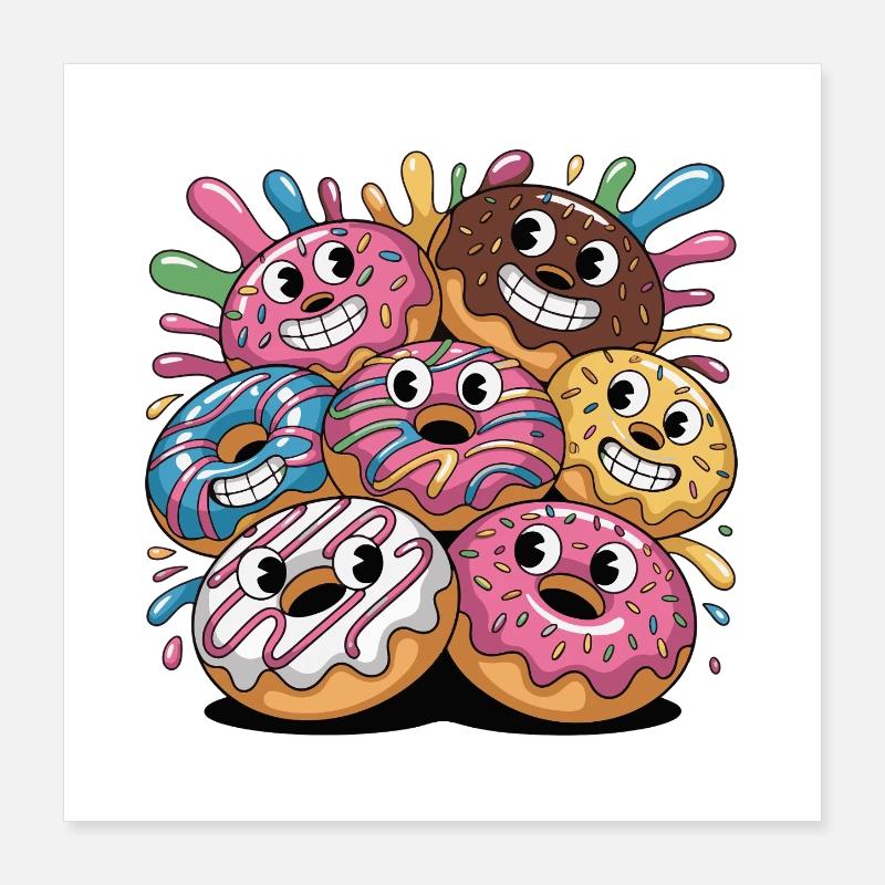 Troupe hétéroclite de donuts Poster 40 x 40 cm