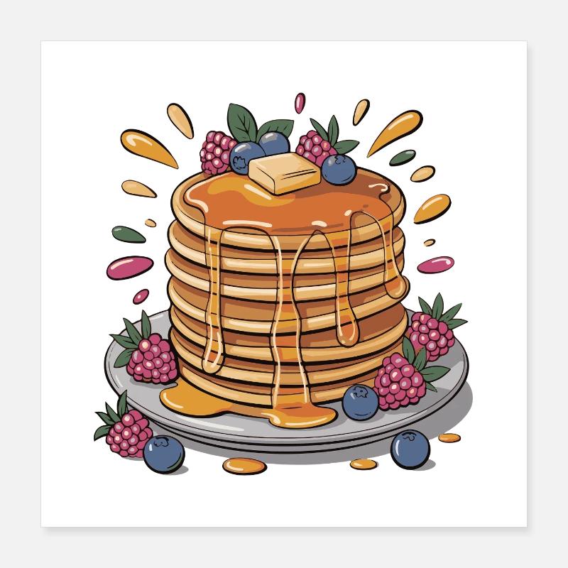 Syrup pancakes with berries Poster 16" x 16" (40x40 cm)
