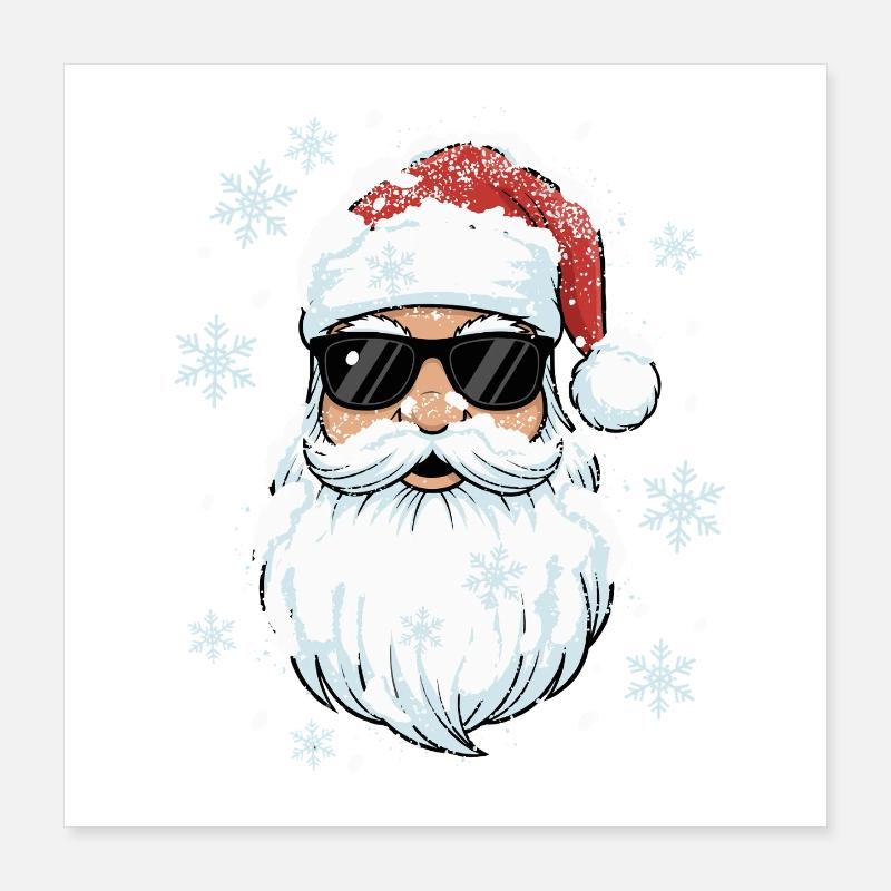 Cool Santa - Weihnachtsmann mit Sonnenbrille Poster 40x40 cm