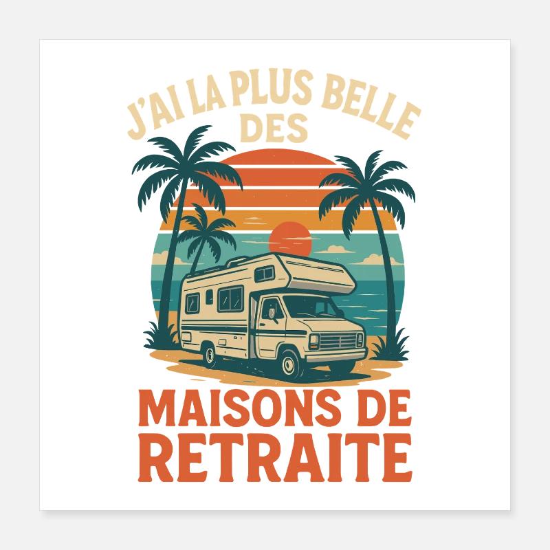 Maison de retraite camping car vintage Poster 40 x 40 cm