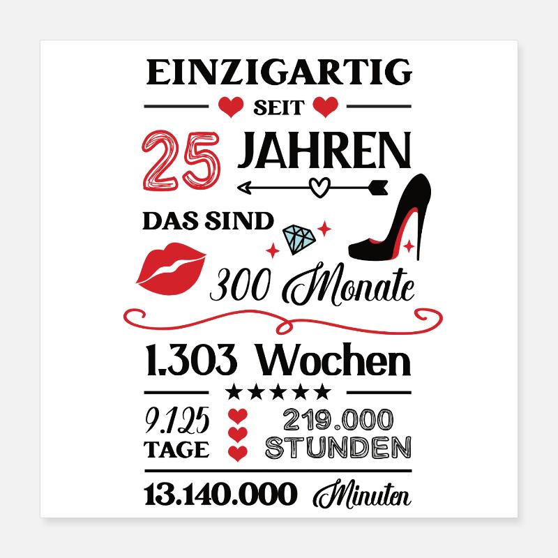25e anniversaire 25e Tenue d’anniversaire 25e Poster 40 x 40 cm