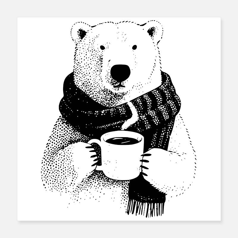Ours polaire du café Poster 40 x 40 cm