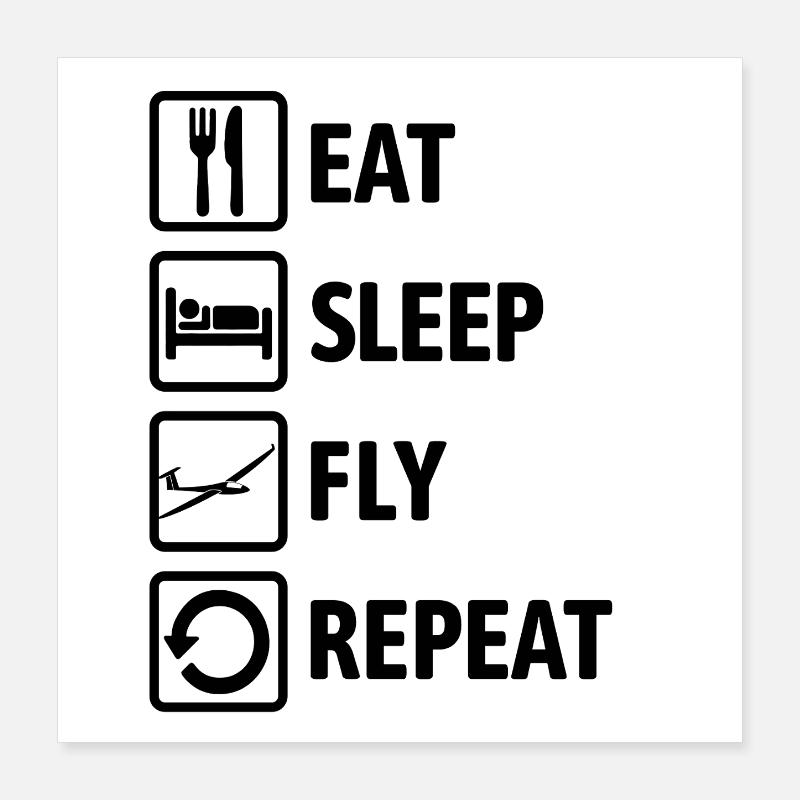 Mange, Dors, Vole, Répéter - Planeur Poster 40 x 40 cm