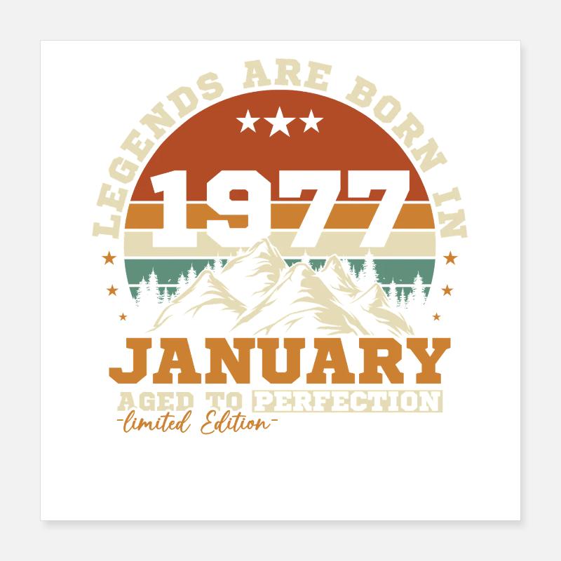 Januar 1977 Vintage-Retro-Geburtstagsgeschenk Poster 40x40 cm