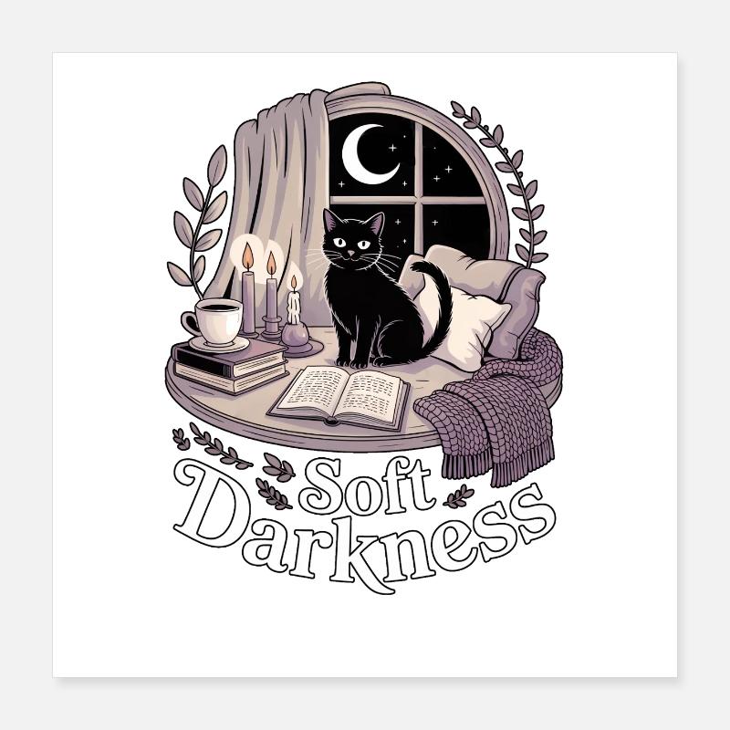 Soft Darkness Cozy Goth Cat Poster 16" x 16" (40x40 cm)