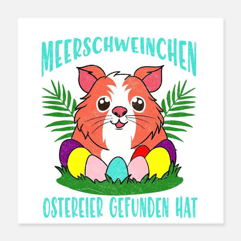 Guinea Pig Easter Eggs Parade Poster 16" x 16" (40x40 cm)