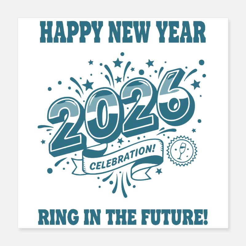 Joyeuse année 2026 Célébration Anneau Avenir Poster 40 x 40 cm