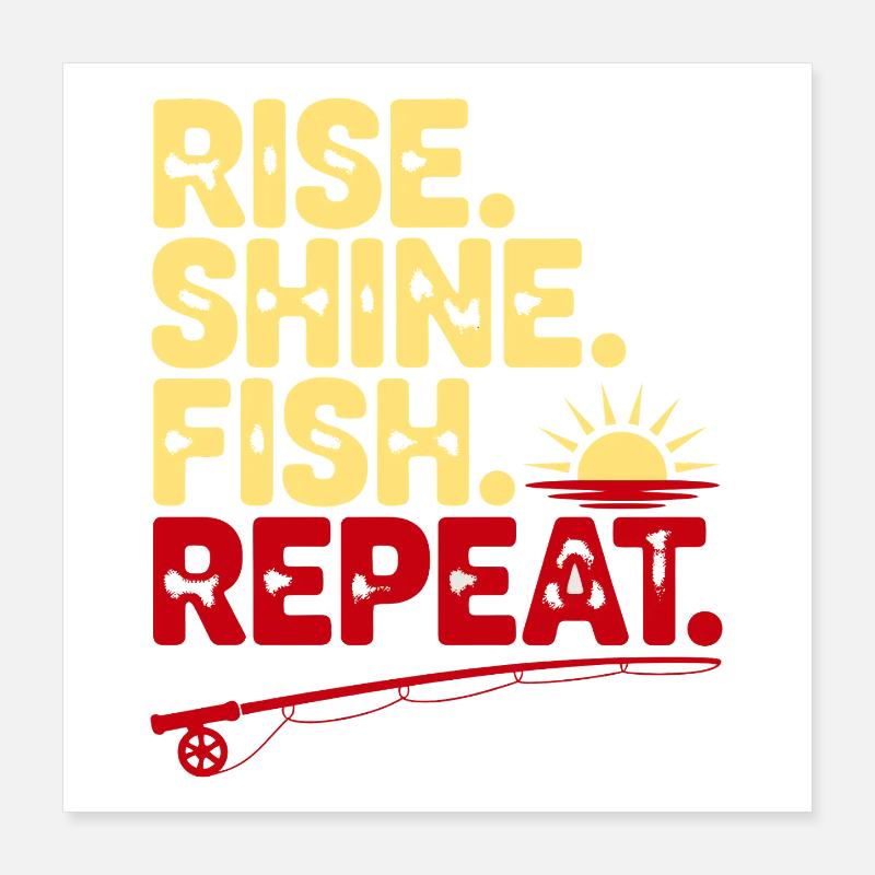 Rise Shine Fish Repeat Poster 16" x 16" (40x40 cm)