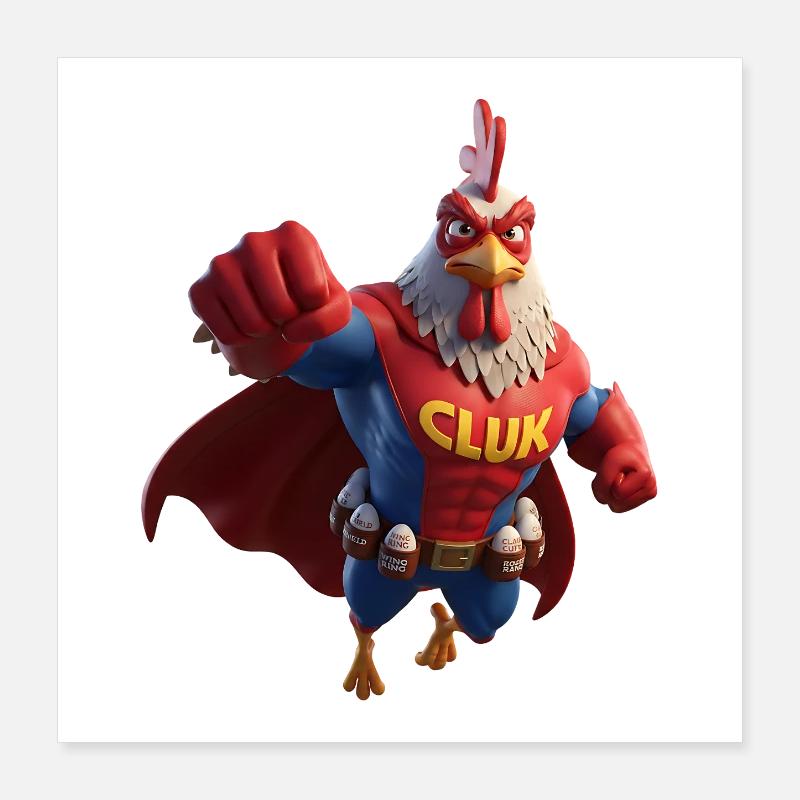 Cluk, der Hahn-Held Poster 40x40 cm